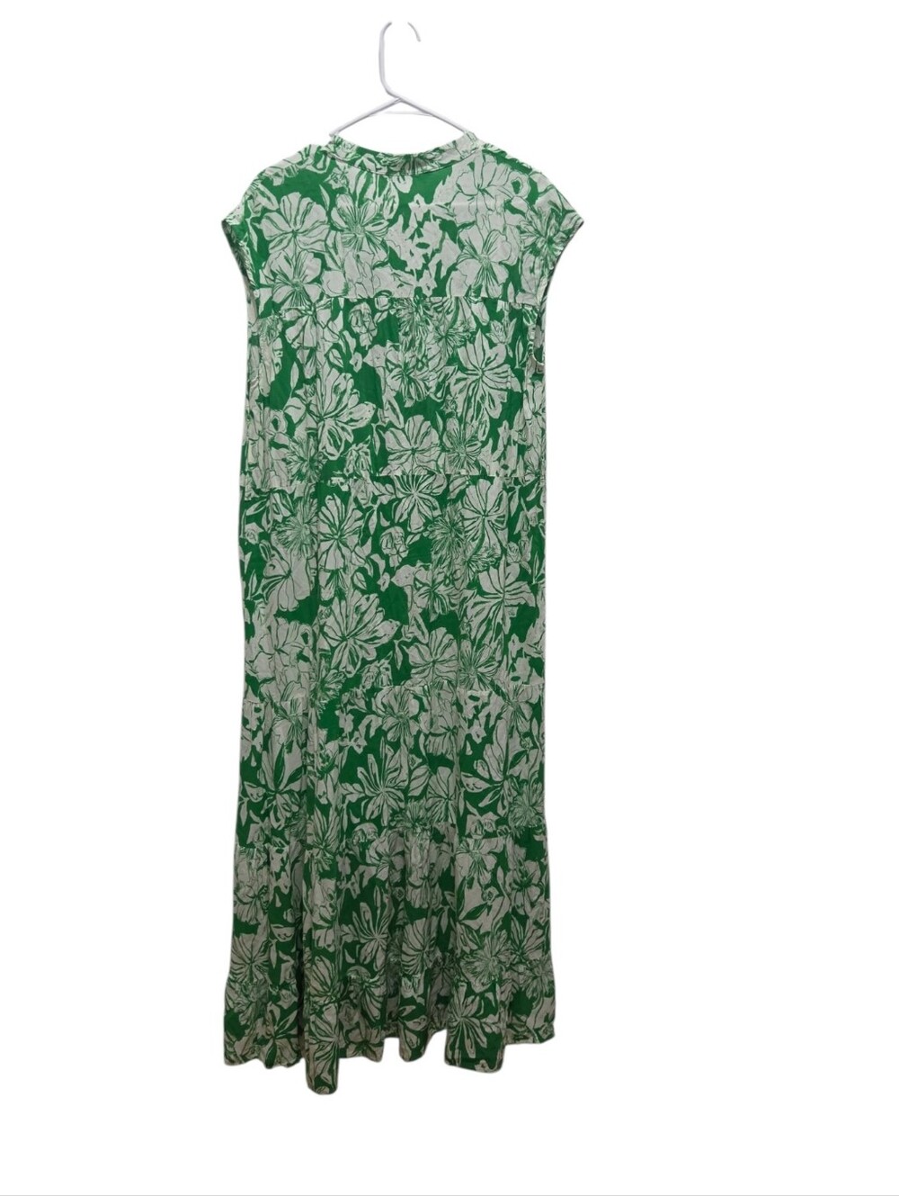 Zara Green White Tropical Floral Maxi Dress EUR L USA L Resort Vacation Chic - Picture 6 of 6